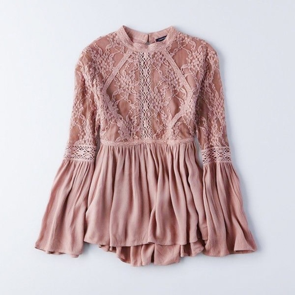 American Eagle AEO dusty rose lace top, XL. - Picture 7 of 8